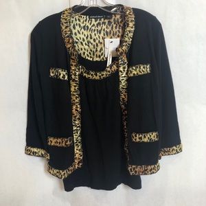 Michael Simon Black + Leopard Sweater Set S